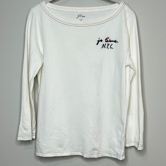 J.Crew Ivory Je T'Aime NYC Shirt Size XS 100% Cotton I Love NYC - Picture 1 of 10